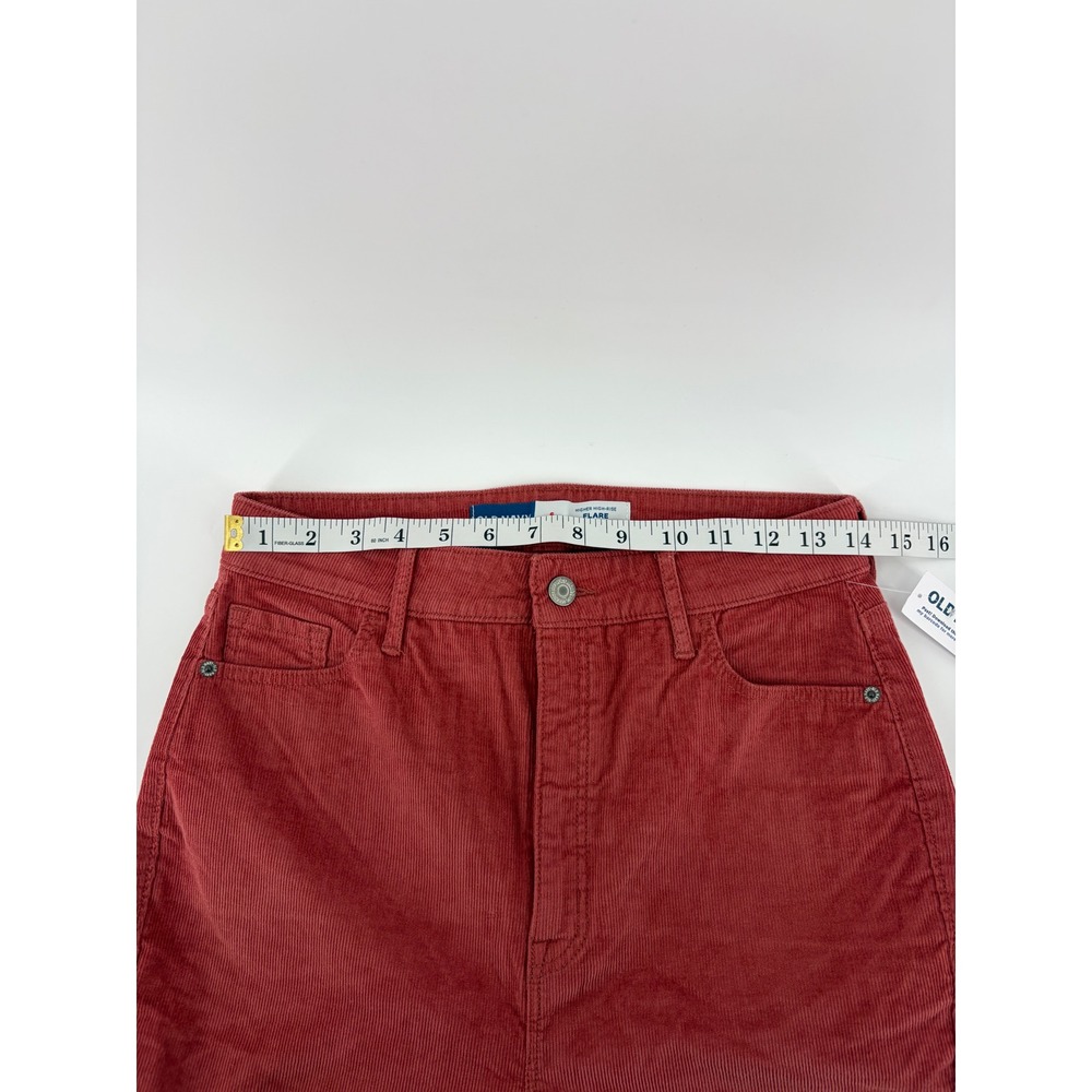 Old Navy Women 6 Tall Rust Red Corduroy Flare Higher High-Rise Pants NEW - Picture 5 of 7